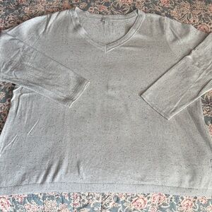Talbots Beige Confetti Knit V-Neck Sweater-3X